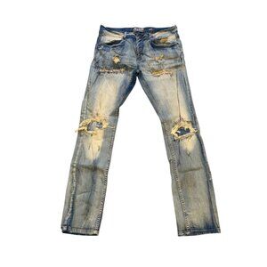 (25103) AHP Another Hype Piece Men's Slim Straight Jeans 34x32 Distressed